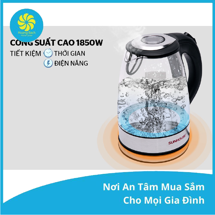 Ấm siêu tốc thủy tinh Sunhouse SHD1217