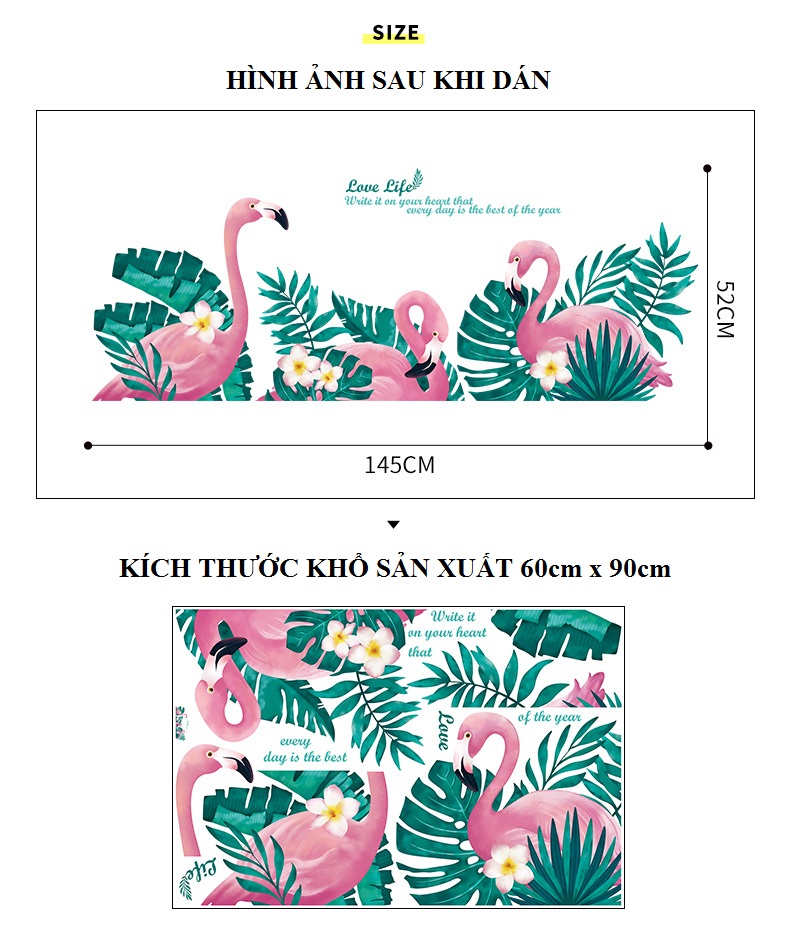 Decal dán tường Hạc hồng - C14 - Vivadecal