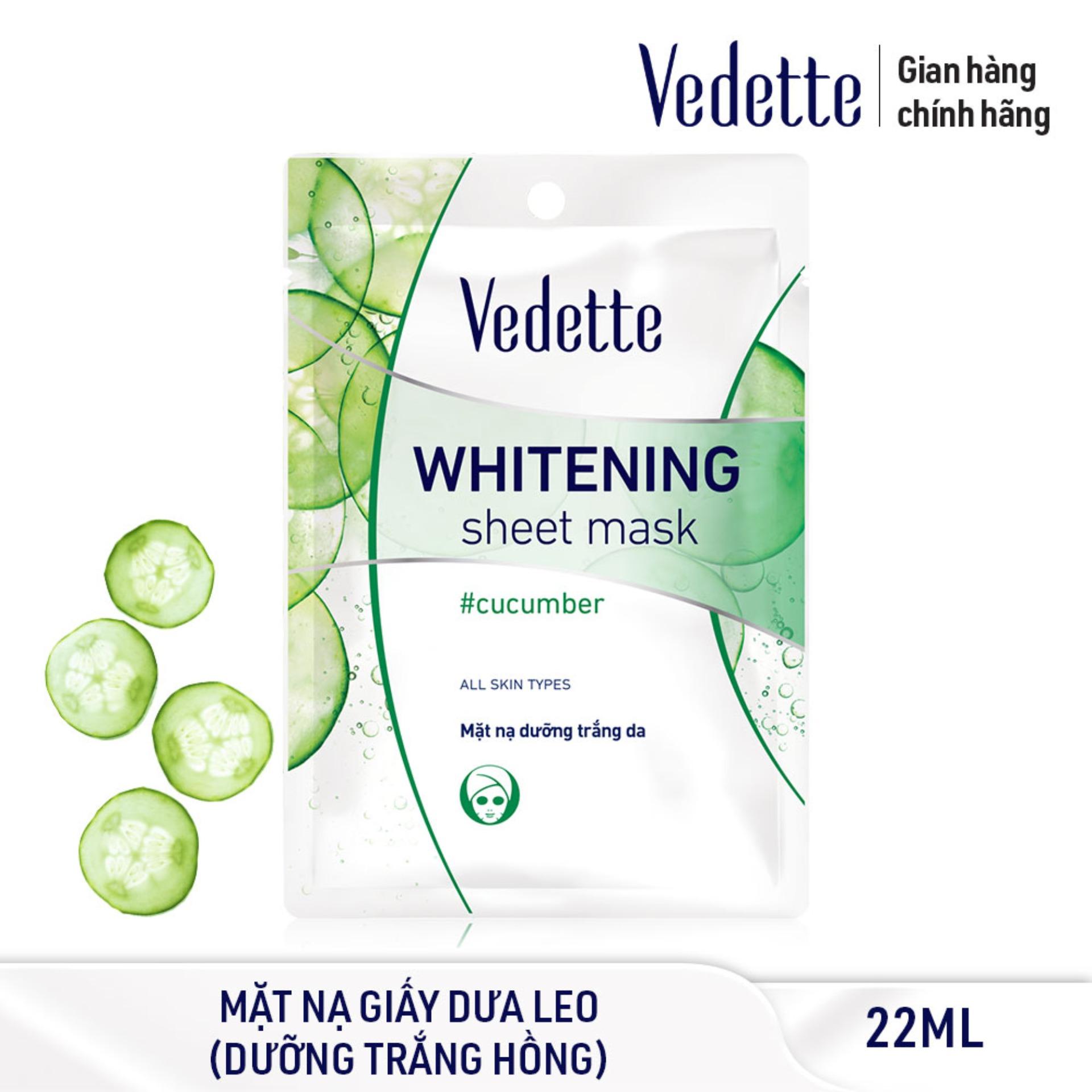 Mặt nạ giấy trắng da Vedette Dưa Leo 22ml (TPM019)