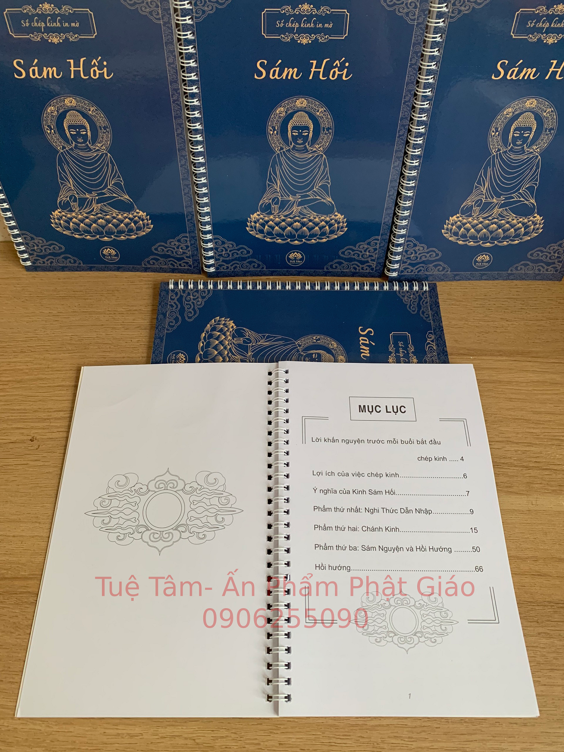 Sổ chép kinh Sám Hối in chữ mờ