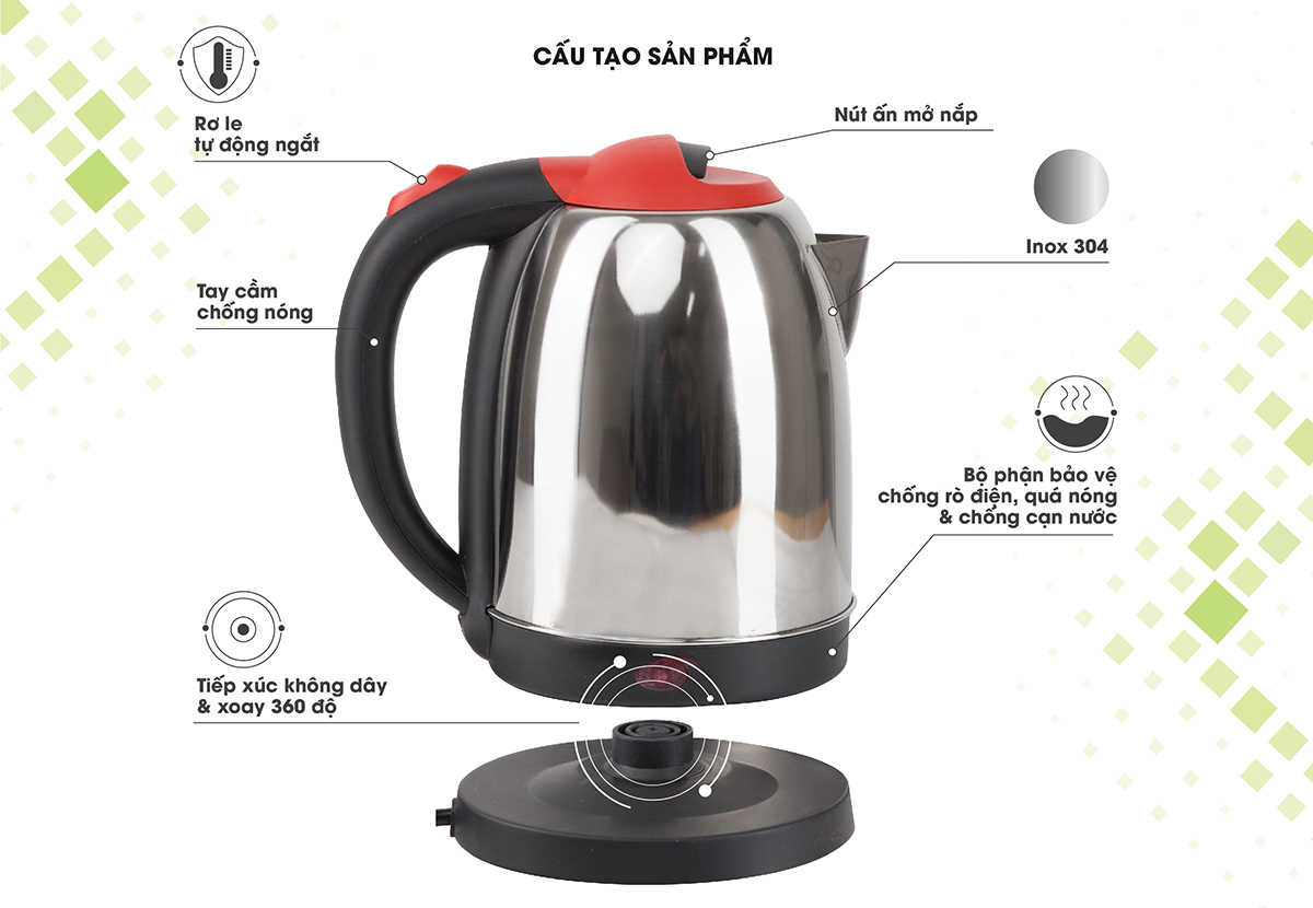 Ấm điện siêu tốc 1,8 lít RẠNG ĐÔNG (0946898495)