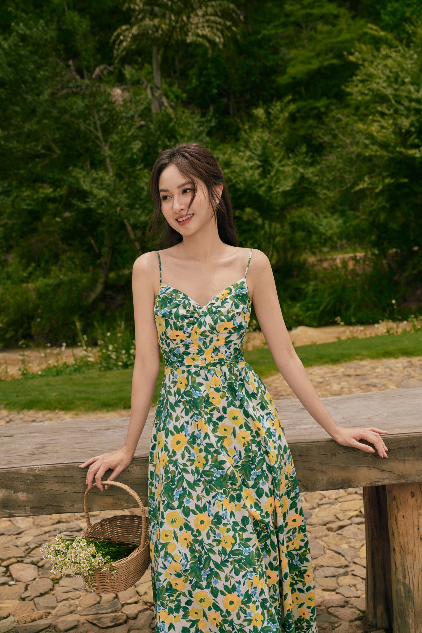 [Nhập mã: 66FALAZSOCIAL80] OLV - Đầm maxi hoa 2 dây Claudia Fleur Dress