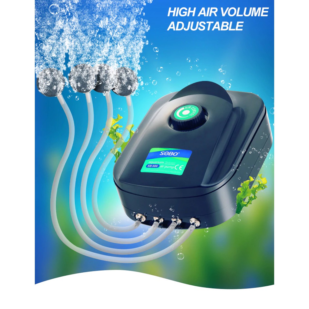 MÁY SỦI OXY SOBO SB-988 4 VÒI SIÊU ÊM CHO BỂ CÁ