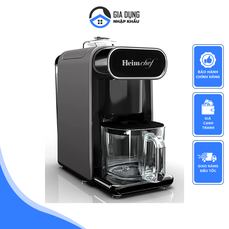 Máy làm sữa hạt heimchef, máy nấu sữa đậu nành, soy milk maker, nhập hàn quốc, công suất 1800w, dung tích 1l, bảo hành 12 tháng