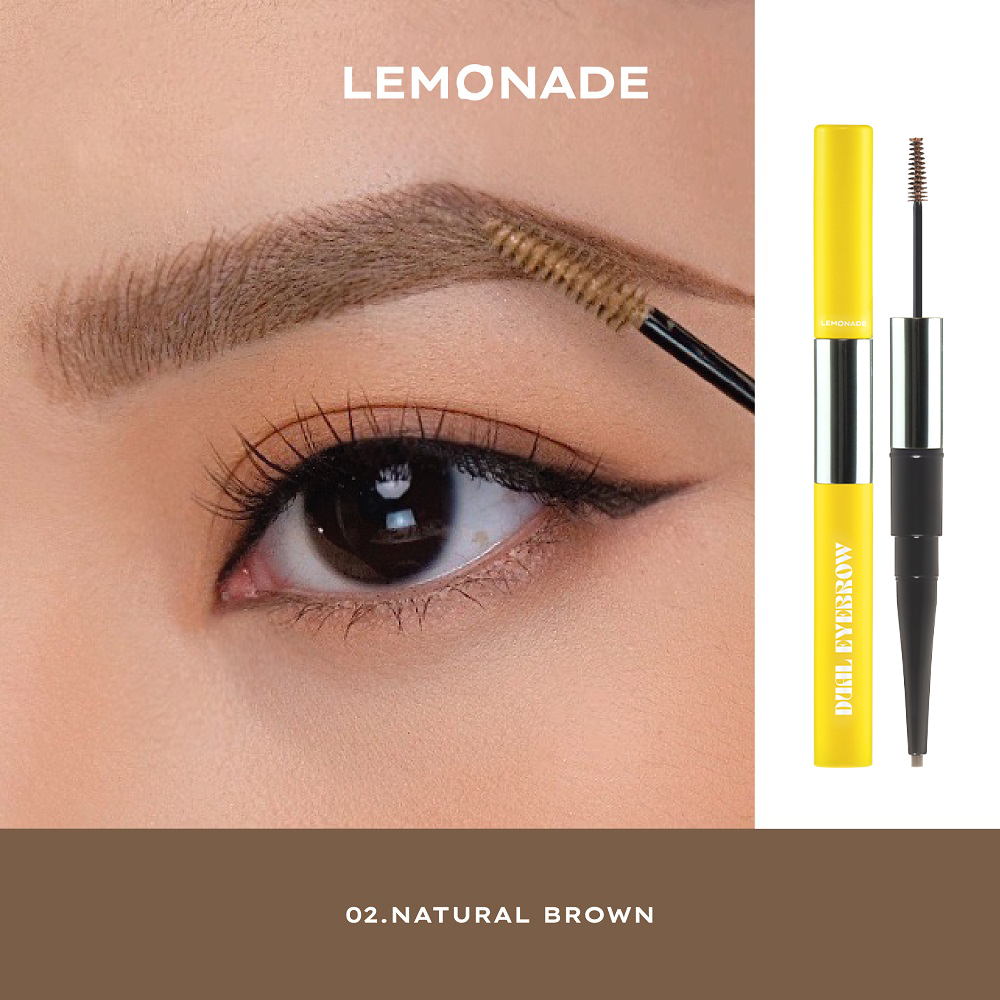 Combo Chì kẻ mày 2 đầu Lemonade Dual Eyebrow & Chuốt mi Lemonade SuperNatural Mascara & Tẩy trang mi sạch dịu Soaring Mascara Remover & Kẹp mi cong lâu lemonade curler