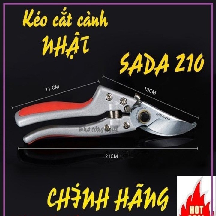 [flash sale] Kéo cắt cành cây siêu bền, không gỉ sét, cán kim loại, Sada 210mm,  hàng Nhật Bản,