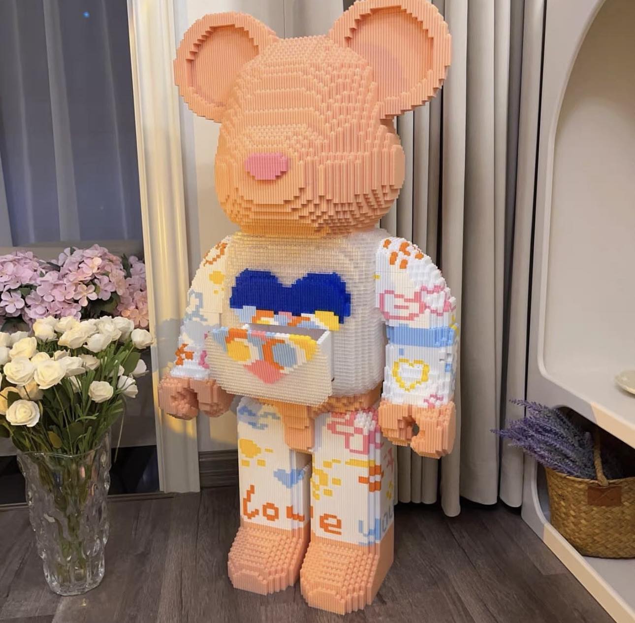 Lego Bearbrick 3D Love 55cm (tặng búa + đèn led)