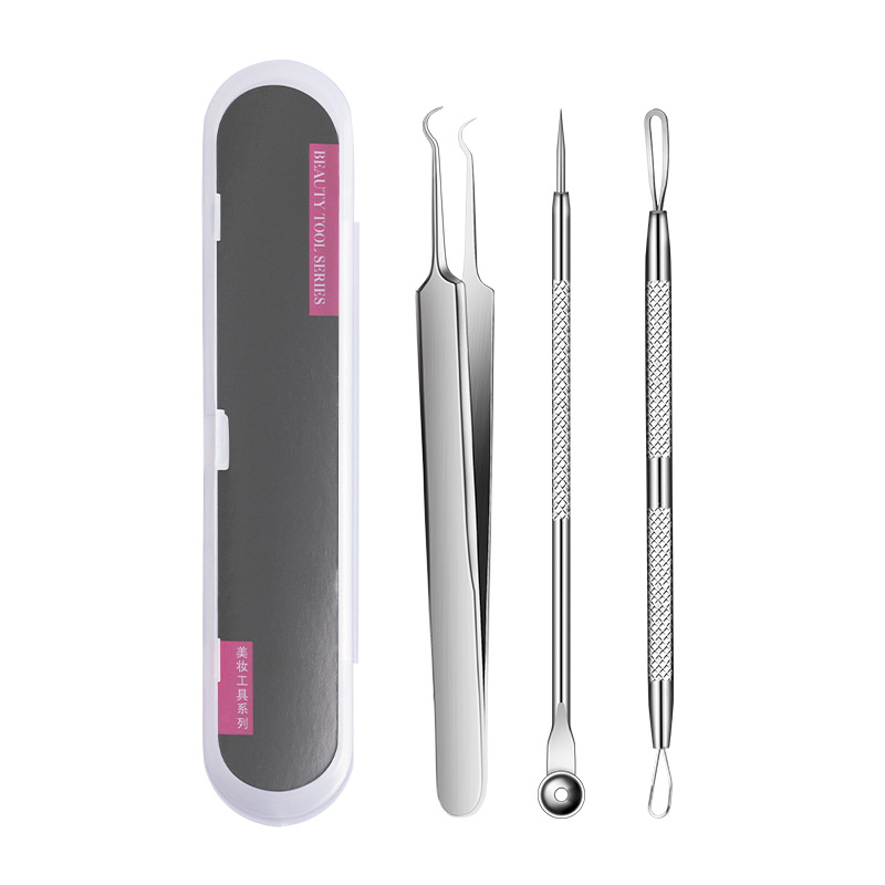 Bộ 3 Cây Que Nặn Mụn Đầu Đen, Trứng Cá, Cám Có Nhíp (Full Box)