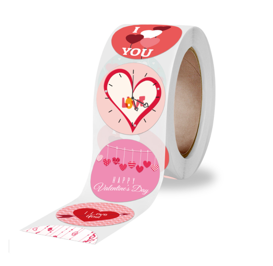 Cuộn 500 stick STICKER HAPPY VALENTINE DAY Nhãn dán STICK063