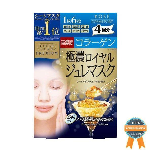 Mặt Nạ Sữa Ong Chúa Kosé Clear Turn Premium Royal Jelly Mask Collagen - 4 miếng