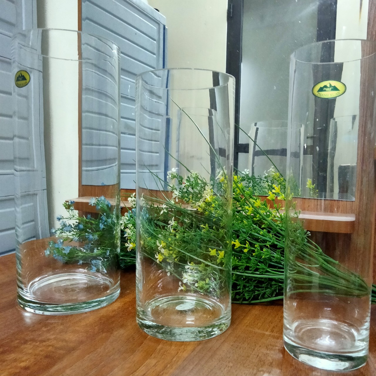 Bình thủy tinh trụ tròn cắm hoa độc lạ [ THỦY TINH SIÊU TRONG ]
