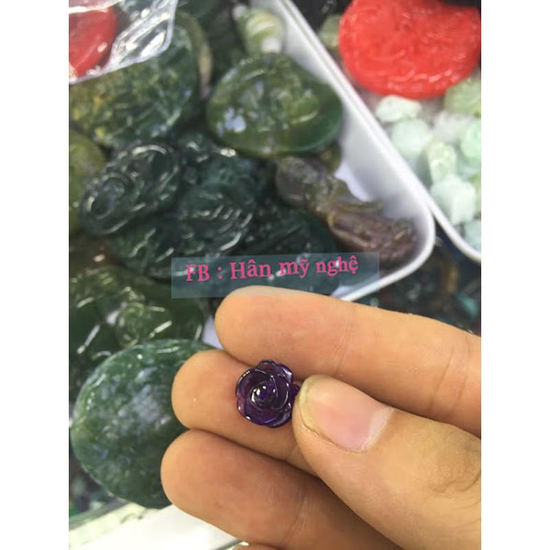 [FreeshipMAX] hoa mẫu đơn tím size nhẫn thạch anh tím