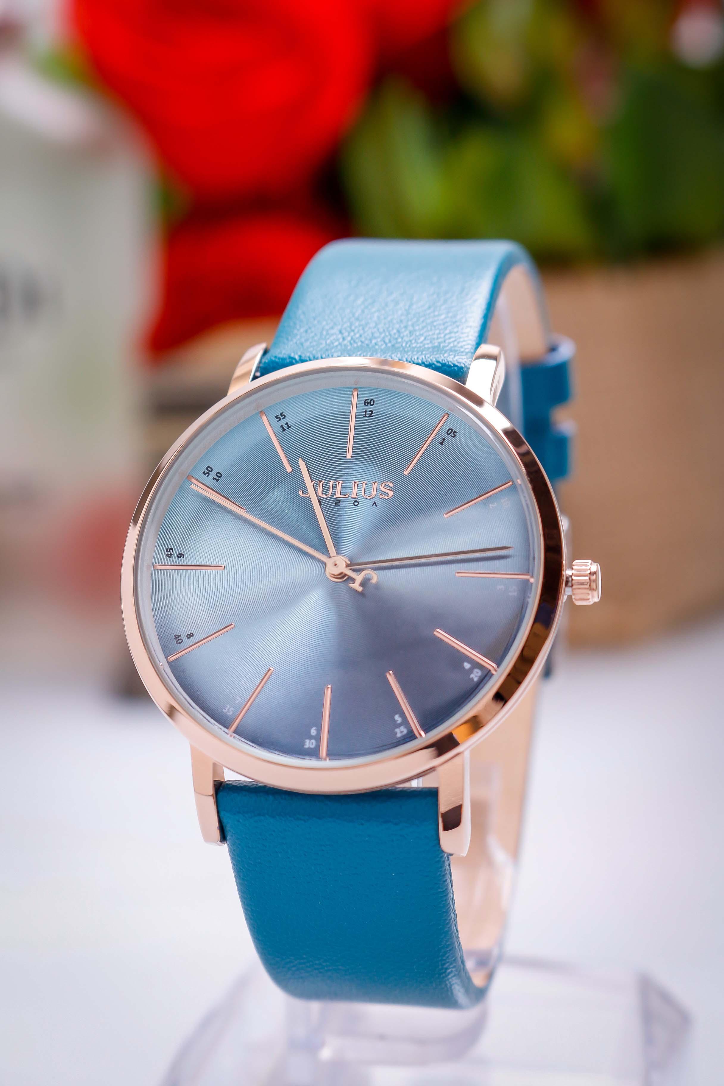 ĐỒNG HỒ NỮ JA-1161D JULIUS HÀN QUỐC DÂY DA (XANH)