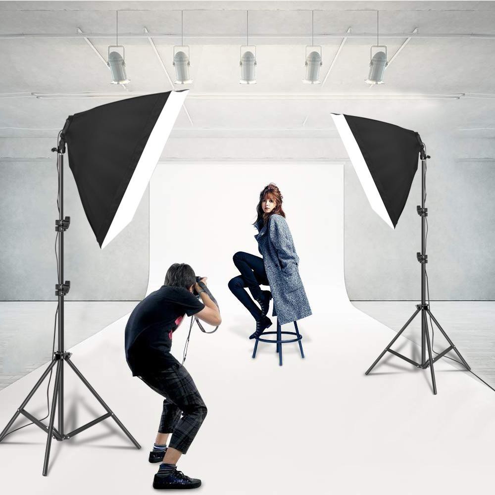 Bộ kit chụp hình quay phim softbox ,đèn búp nhôm 100w,chân đứng 2m studio, live stream