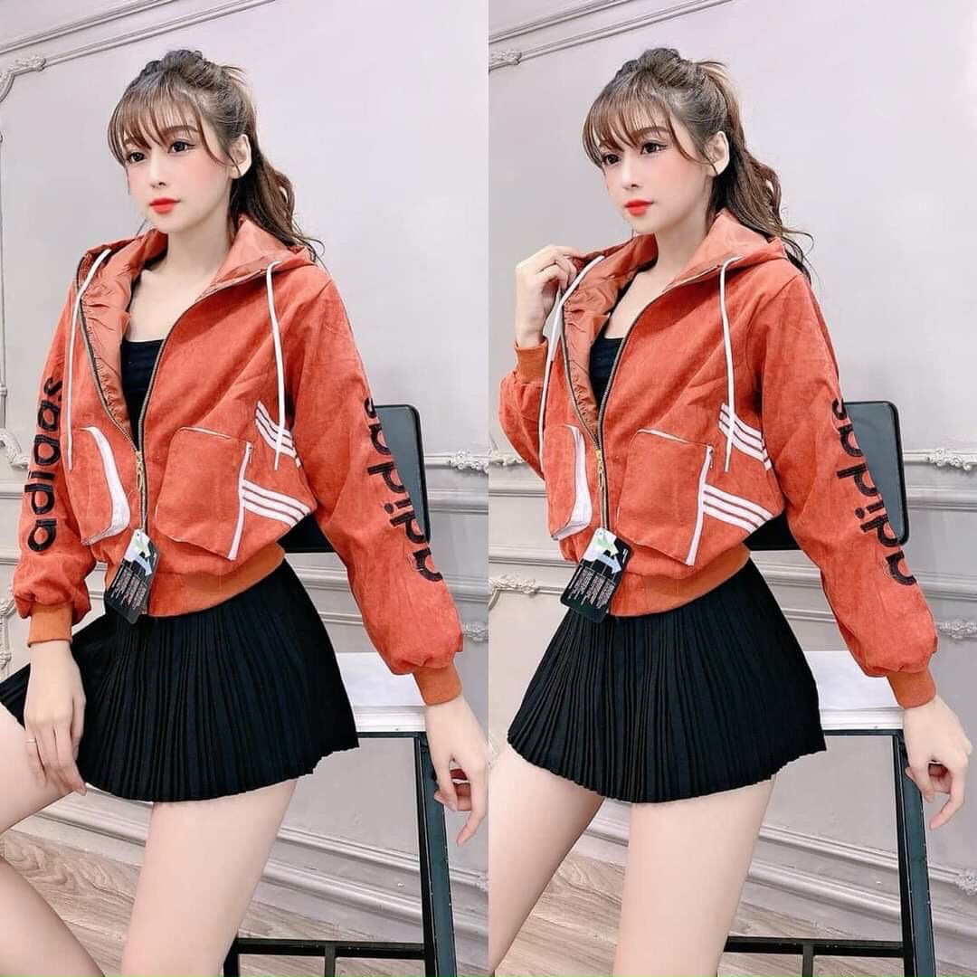 ÁO KHOÁC DÙ HAI TAY IN ADIDAS NỮ FORM THỂ THAO THIẾT KẾ HỌA TIẾT ĐƠN GIẢN LỊCH SỰ