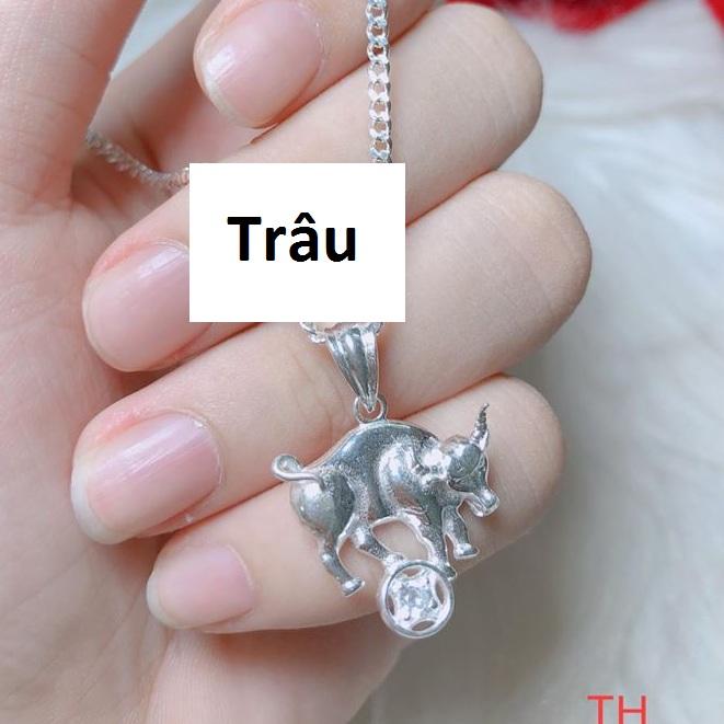 Mặt dây chuyền bạc 12 con giáp kim tiền (không dây)