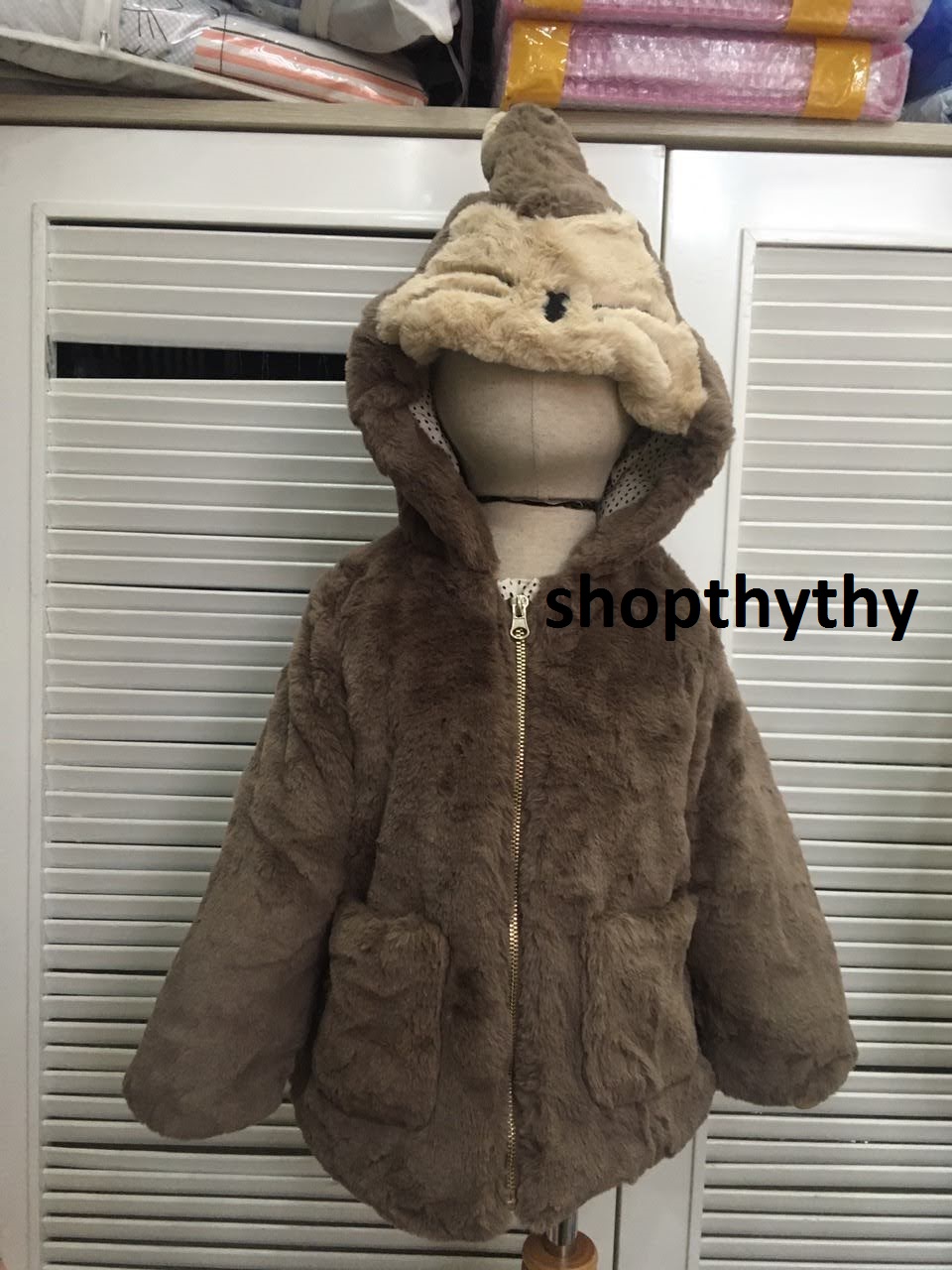 Áo khoác lông thỏ dành cho bé gái từ 5 - 9 kg