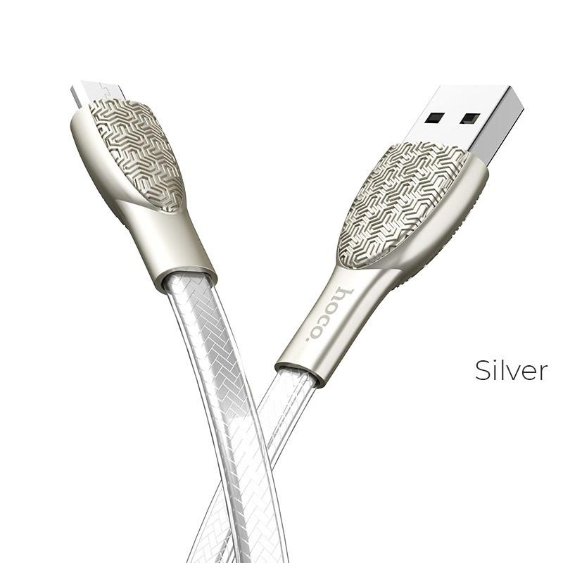 Cáp sạc Micro USB Hoco U52 cho điện thoại android tương thích với nhiều thiết bị (Hỗ trợ sạc nhanh 2.4A dài 1.2m)