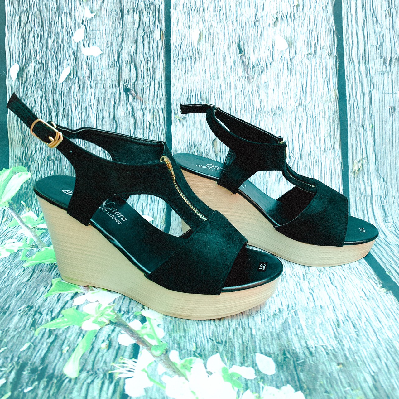 Giày sandal Đế Xuồng 9cm Dây Kéo DX007