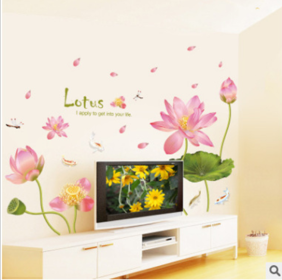 Dcal dán tường mẫu: Cành hoa sen to