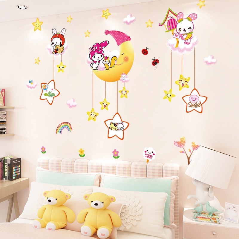 Decal dán tường cho bé trăng sao và khủng long