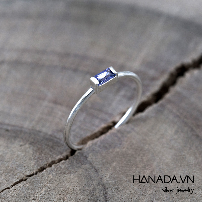[ LAZXuhuong02 giảm 25K /199K] Nhẫn Bạc 925 Hanada Một Đá Chữ Nhật 0038