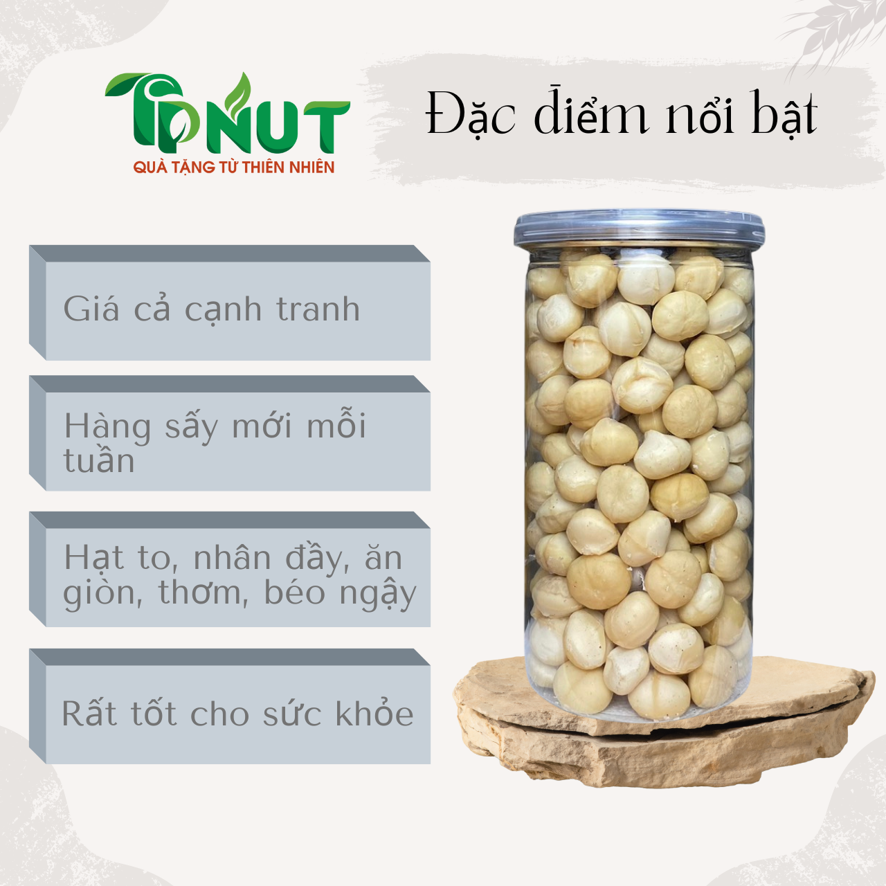 Nhân macca ĐăkLăk sấy chín