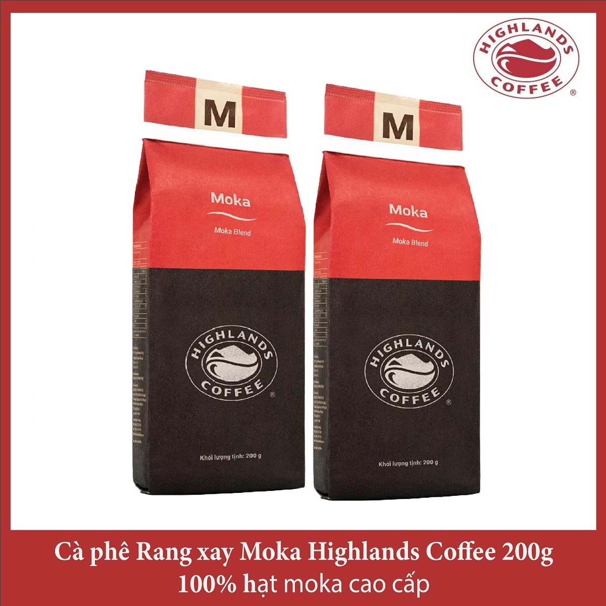 Combo 2 gói Cà phê Rang xay Moka Highland Coffee 200g