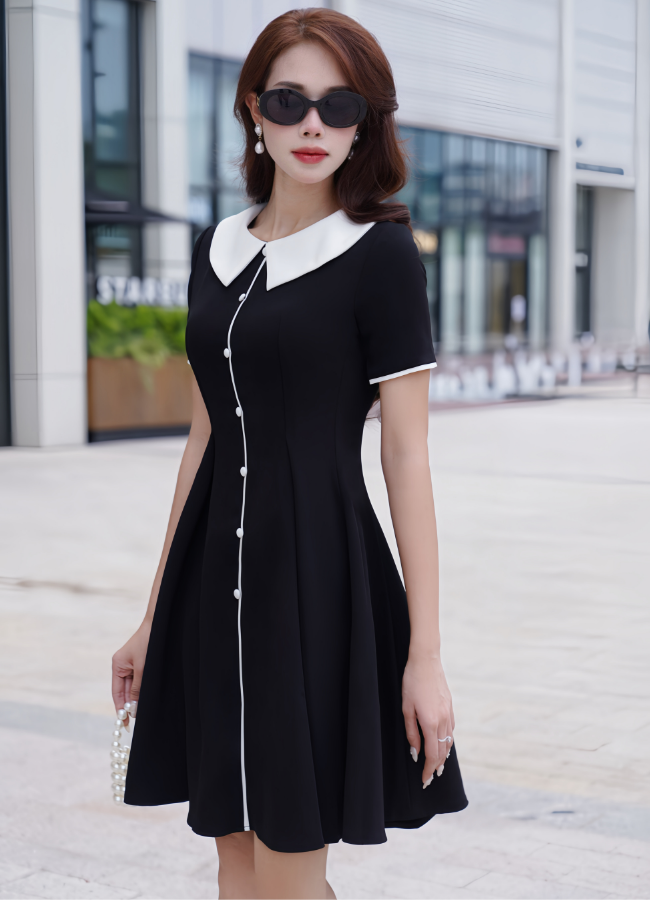 váy Alisa MyAnn phối đen trắng thanh lịch