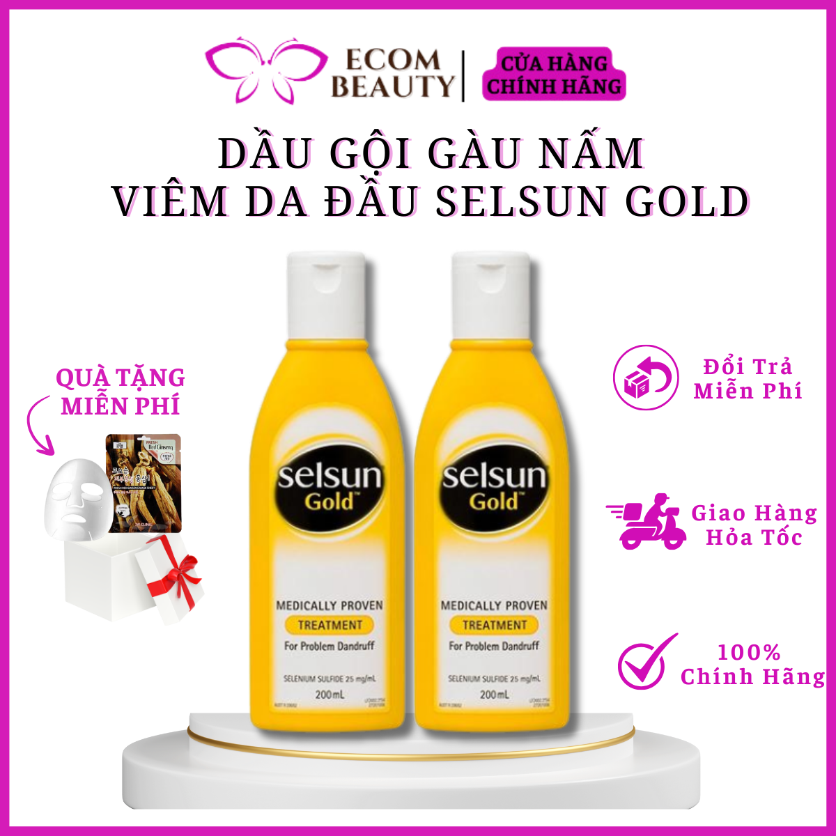 Dầu gội gàu nấm, viêm da đầu Selsun Gold - Dầu gội thiên nhiên giảm gàu, giảm nấm ngứa da đầu hiệu quả - ECOM BEAUTY