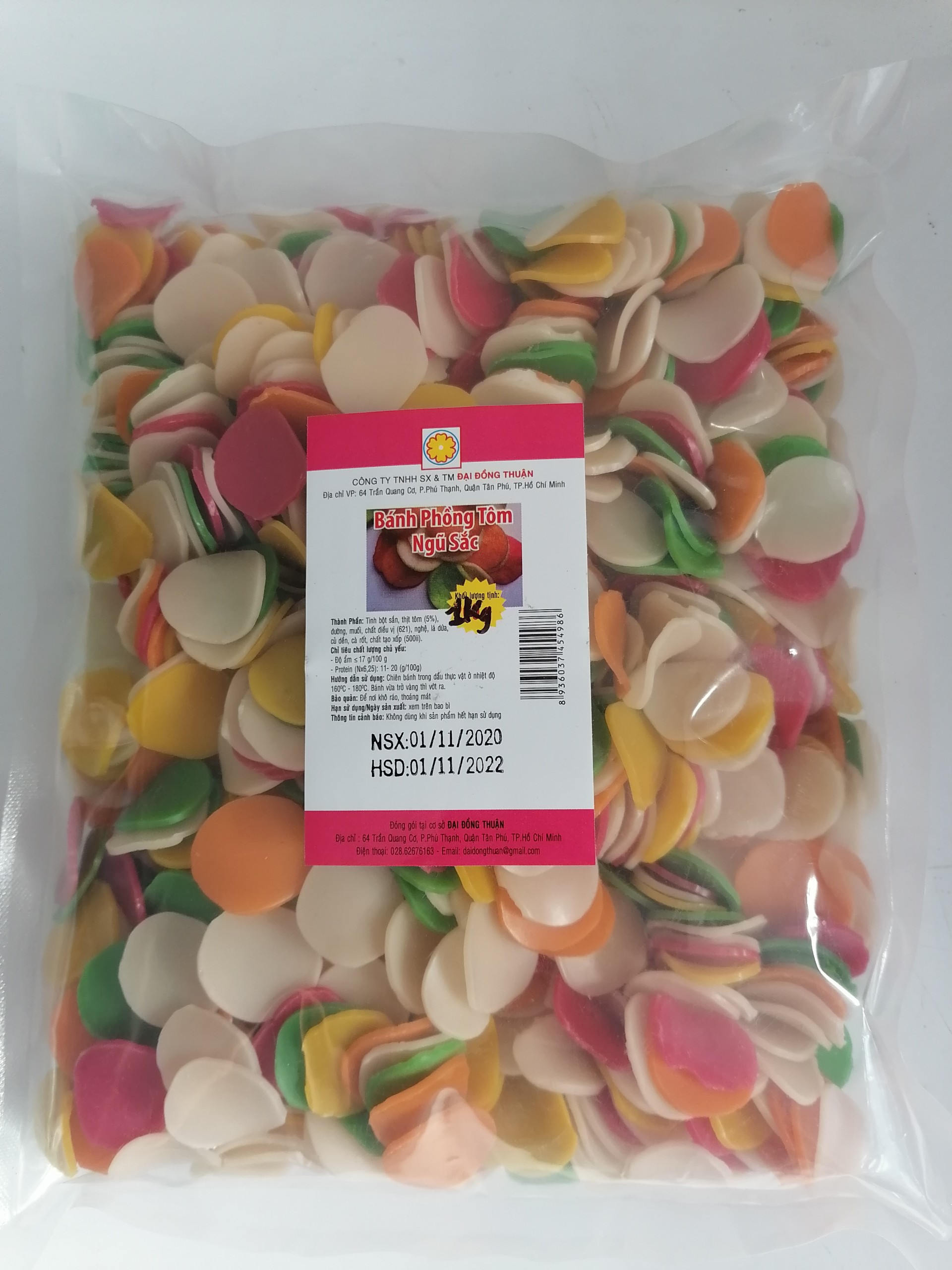 Bánh phồng tôm ngũ sắc đại đồng thuận shrimp chips mixed color