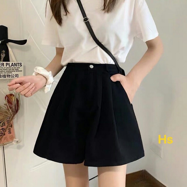 Hsu1 quần đùi kaki cúc dáng a