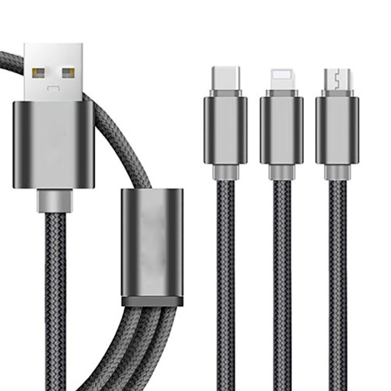 Cáp sạc 3 đầu Lightning - Micro - Type C dài 120cm