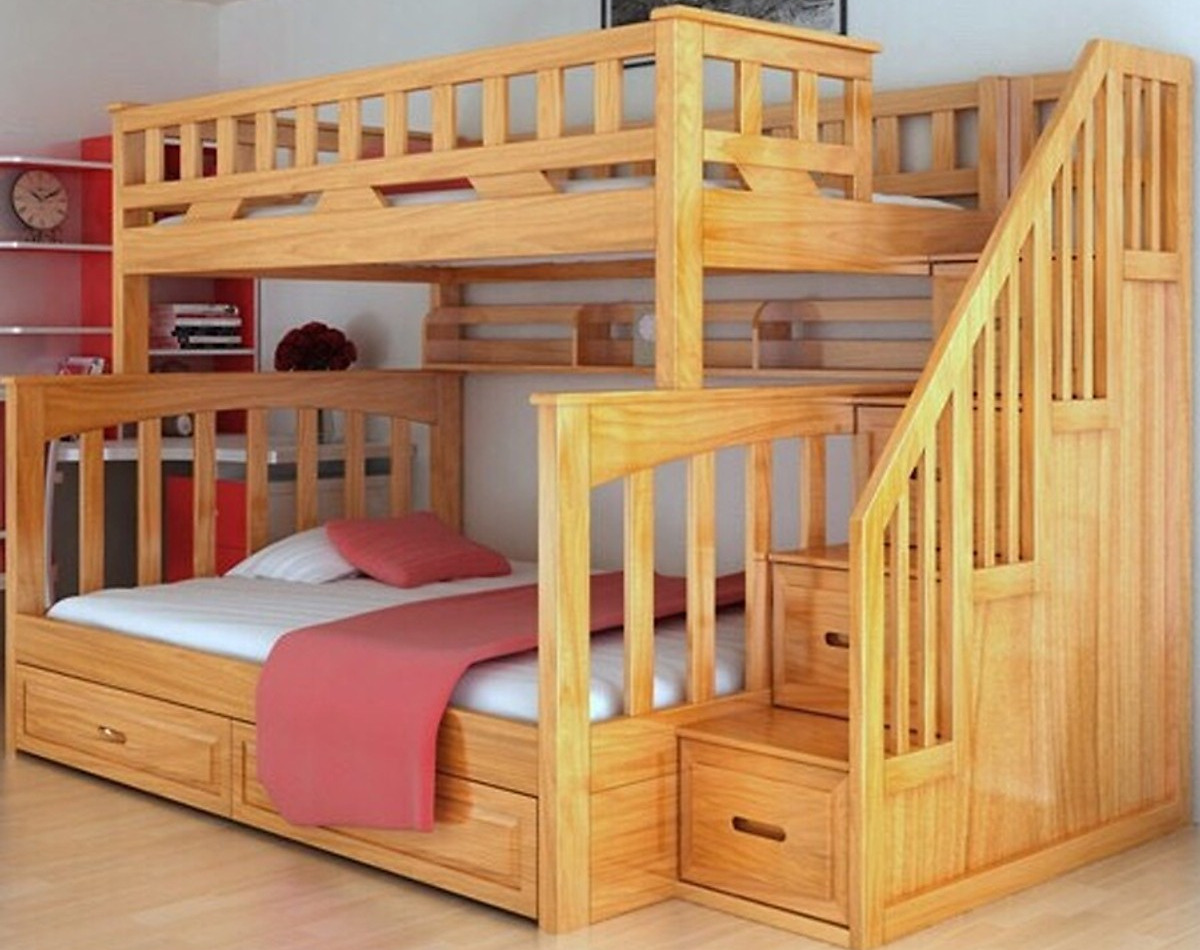 [ Freeship HCM ] [Trả góp 0%] Giường Tầng Cao Cấp USA Thương Hiệu Ohaha (Trên 1m2,Dưới 1m4)