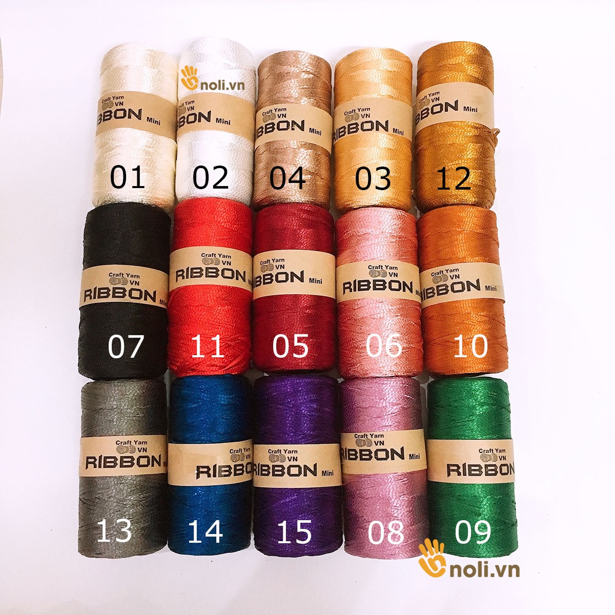 Sợi dệt ribbon trơn Craft yarn VN bóng đẹp, móc không đau tay, bền chắc móc túi xách, mũ nón, giày dép 140g xuất xứ Việt Nam