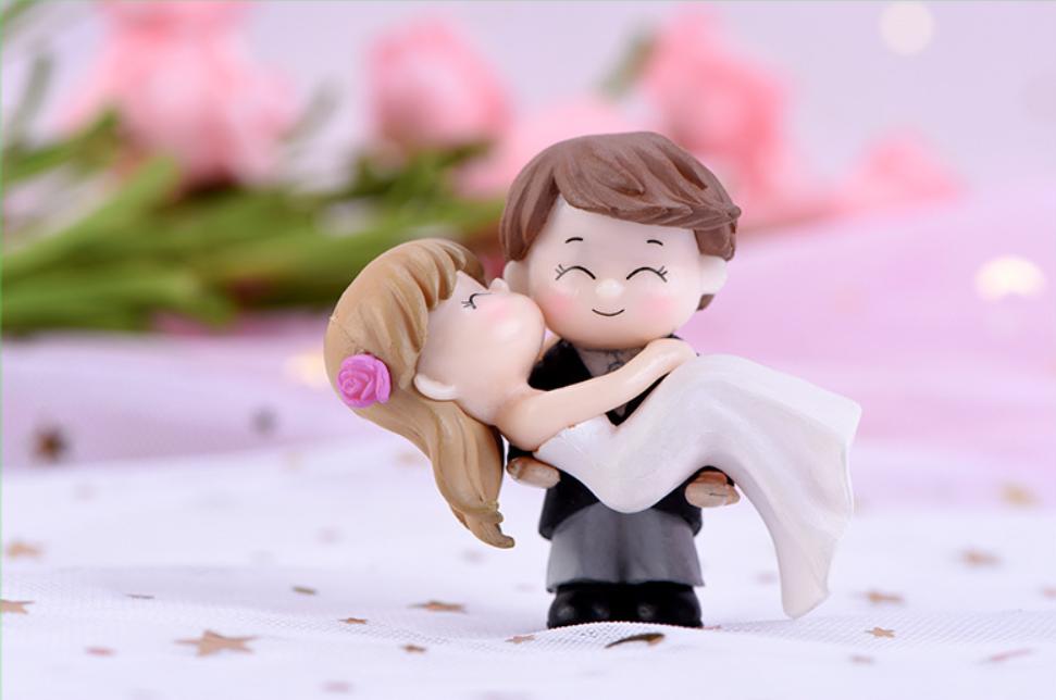 [HCM]Cặp đôi chú rể bế cô dâu trang trí bánh kem tiểu cảnh sen đá terrarium để bàn