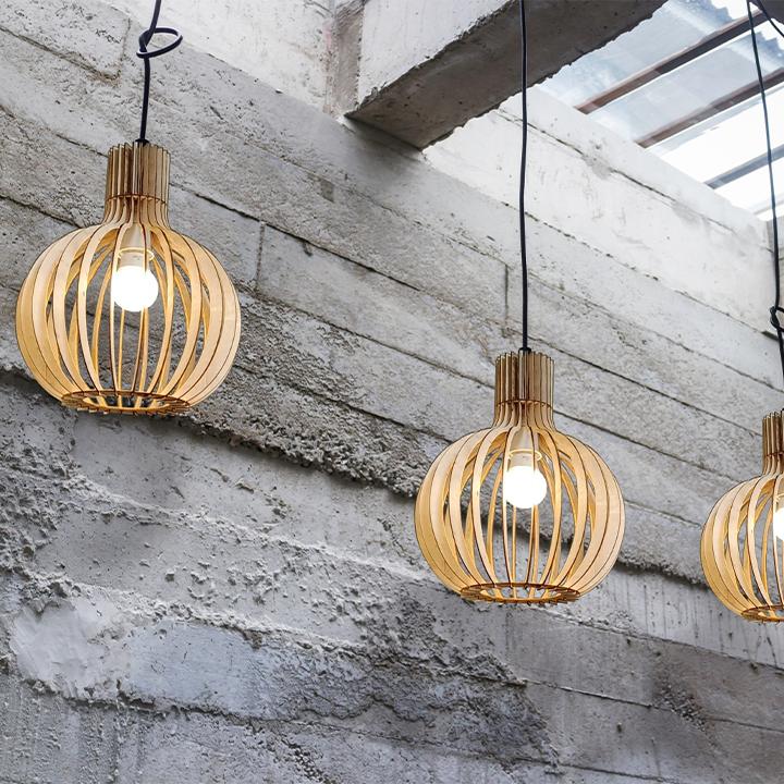 Đèn gỗ akz dáng củ tỏi