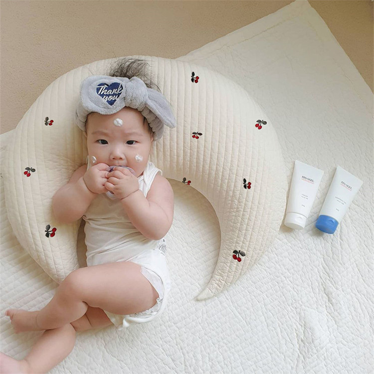 Gối Chăm Sóc Trẻ Sơ Sinh Đa Năng Gối Ngủ Em Bé-Gối Mặt Trăng Bằng Cotton Có Thể Tháo Rời Đệm Sofa Trang Trí Nội Thất