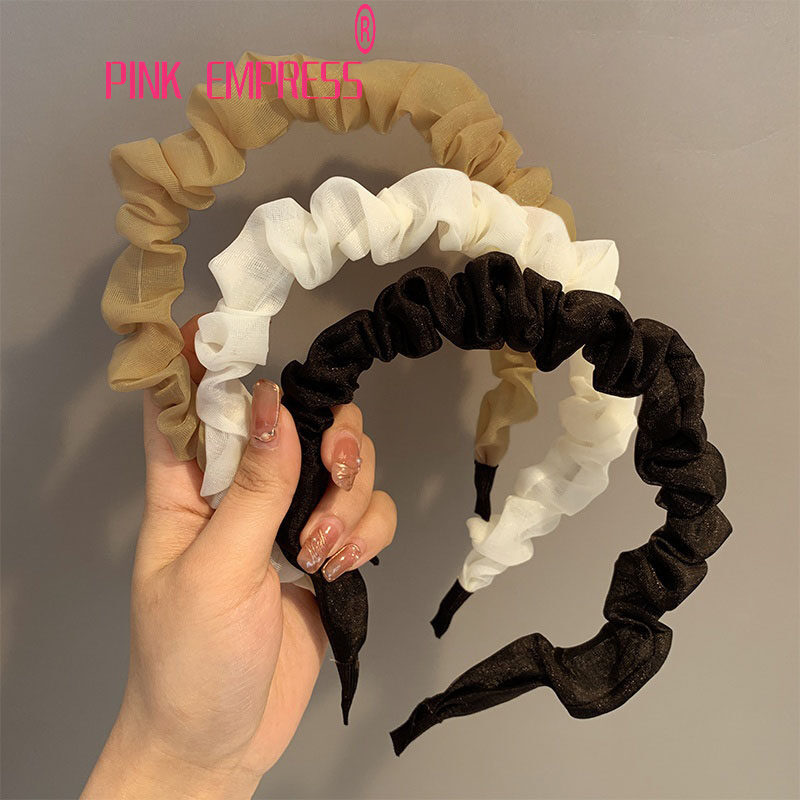Korean Style Ruffled Pleated Hairband, Solid Color