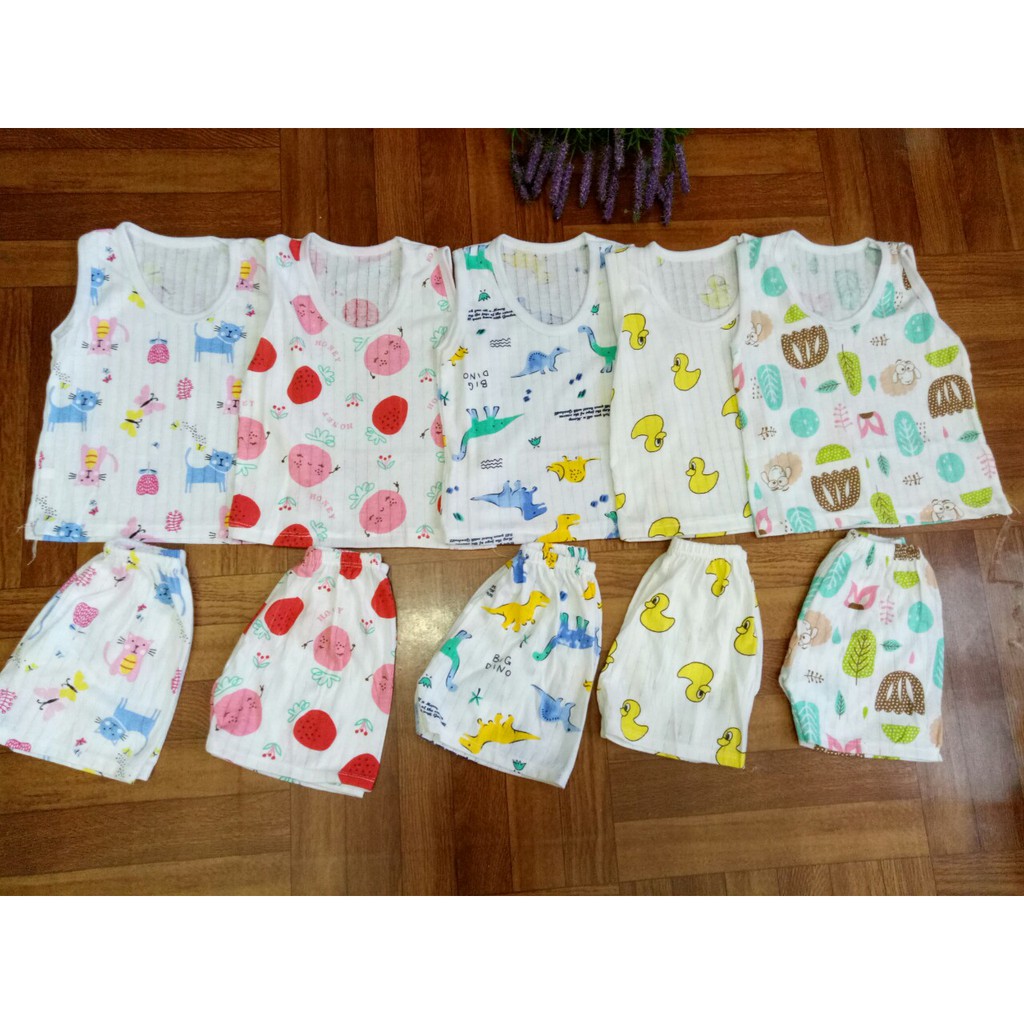 [HCM]set bộ cotton giấy ba lỗ bé trai gái (size 4-22kg)