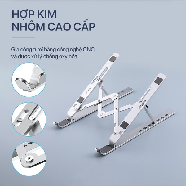[HCM]Giá Đỡ Laptop Stand Nhôm Hỗ Trợ Tản Nhiệt Có Thể Gấp Gọn Chỉnh Độ Cao Để Laptop Ipad Giá Đỡ Laptop Nhôm Gấp Gọn Laptop Stand Dùng Cho Máy Từ 11~17 Inch Có Thể Điều Chỉnh Nhiều Mức Độ Cao Chất Liệu Hợp Kim Nhôm Cao Cấp.