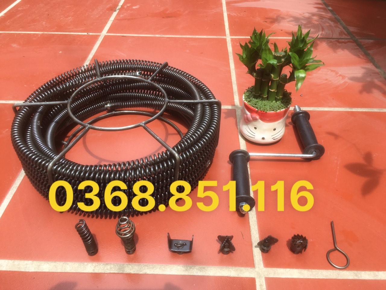 Dây thông cống LÒ XO 3M ( 3M + 6 đầu thông + tay quay......)
