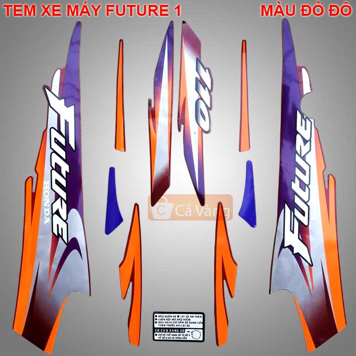 Tem xe Future 1, TEM TỐT dán dàn áo xe máy ĐỎ ĐÔ