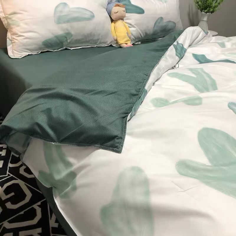 Trọn Bộ 4 Món Cotton Poly Nhập Mẫu TIM ĐÁ XANH