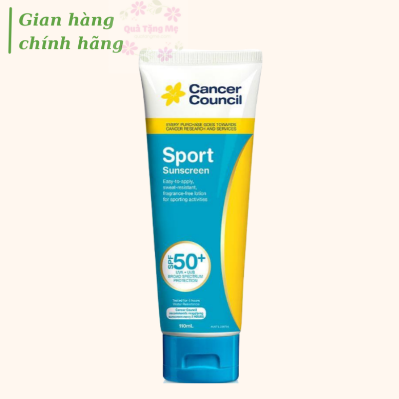 Kem chống nắng  Cancer Council Sport Sunscreen  chống nước và mồ hôi, dành cho người đam mê thể thao cao cấp