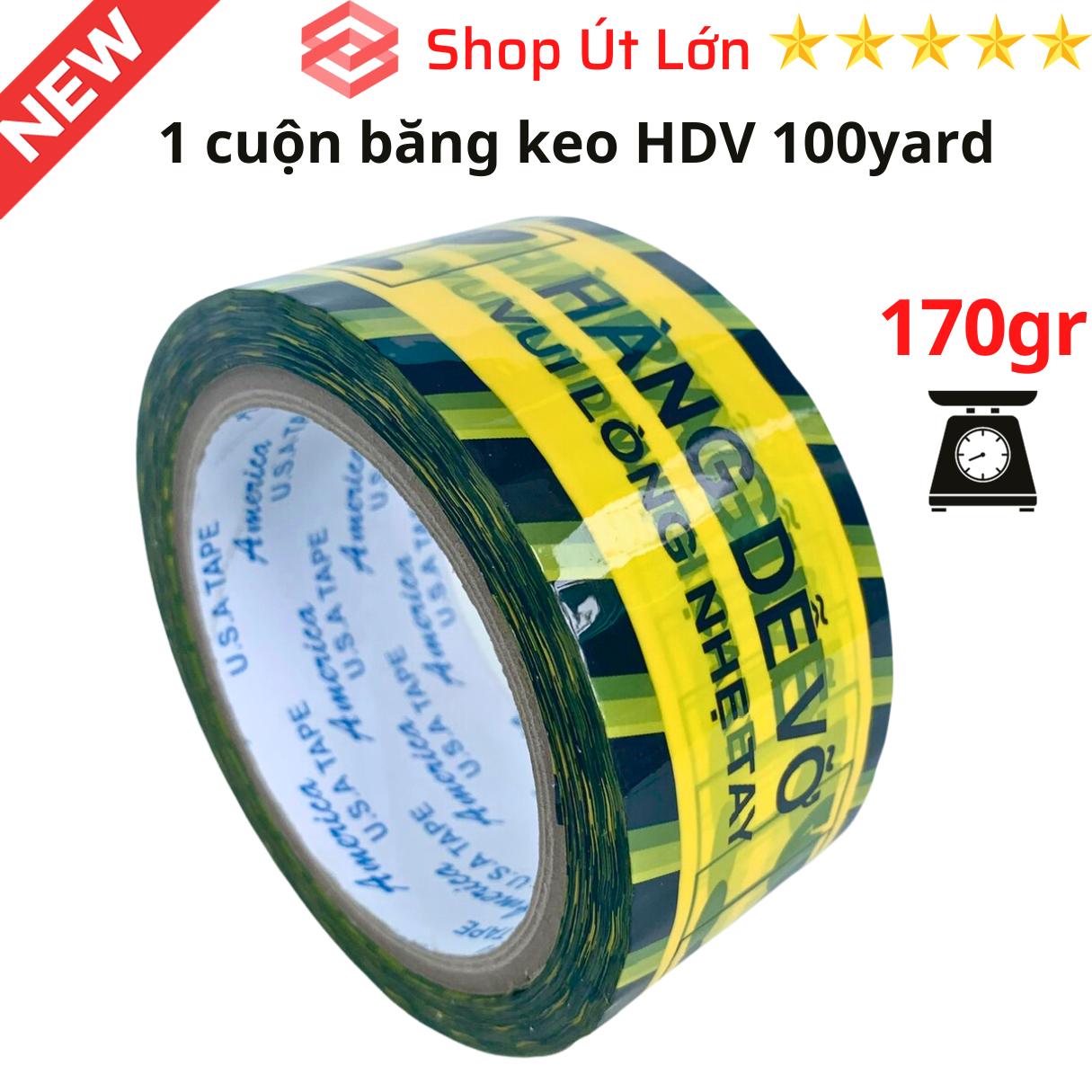 1 cuộn băng keo hàng dễ vỡ 100yard - 200yard - 300yard - 500yard, lõi giấy 5mm, rộng 4,7cm