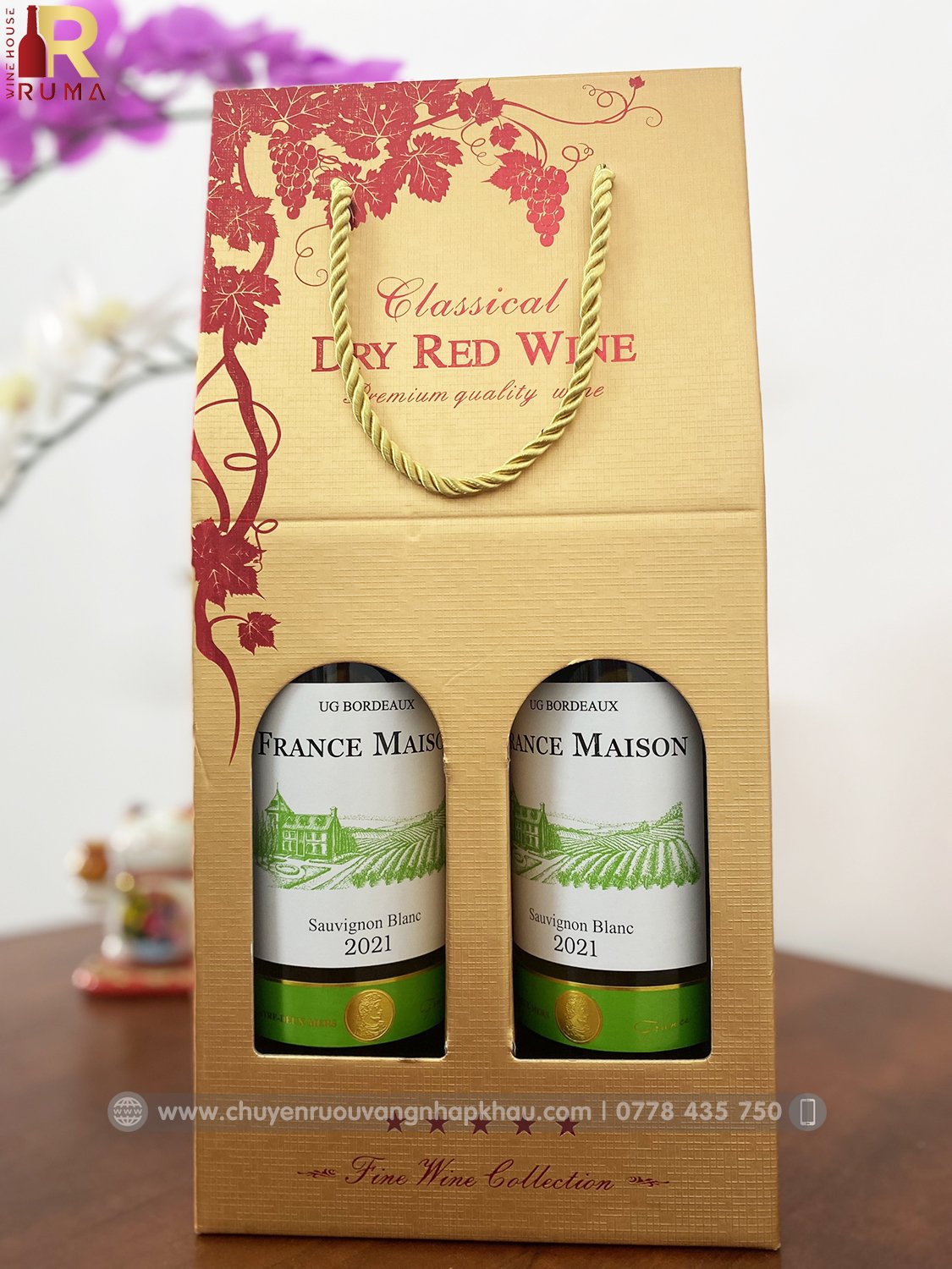 Set vang Pháp France Maison (hộp giấy 2 chai)