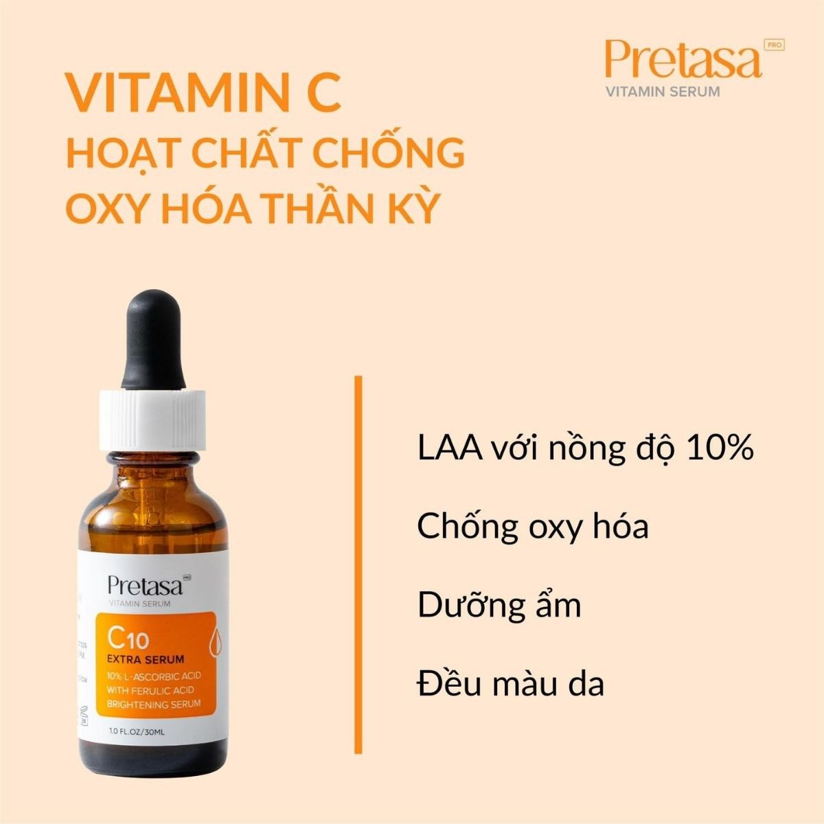 Tinh chất pretasa làm sáng da mờ thâm PRETASA C10 EXTRA SERUM 30ml
