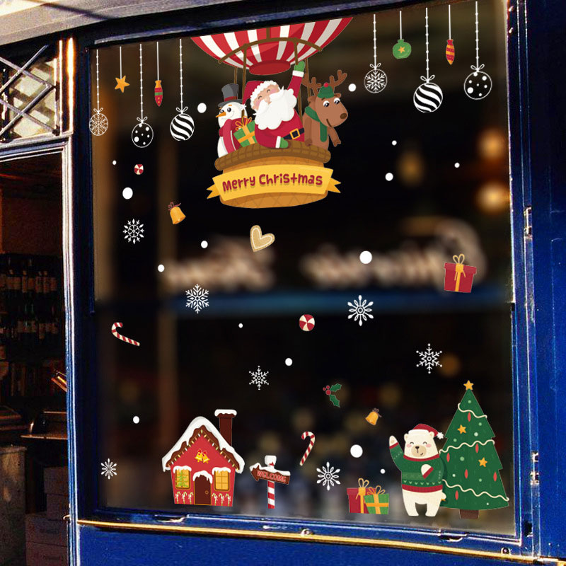 Decal dán tường Noel Giáng Sinh Ông Già Tuyết Cây Thông HM92035DS trang trí tường, Sticker, Miếng dán tường, hình dán
