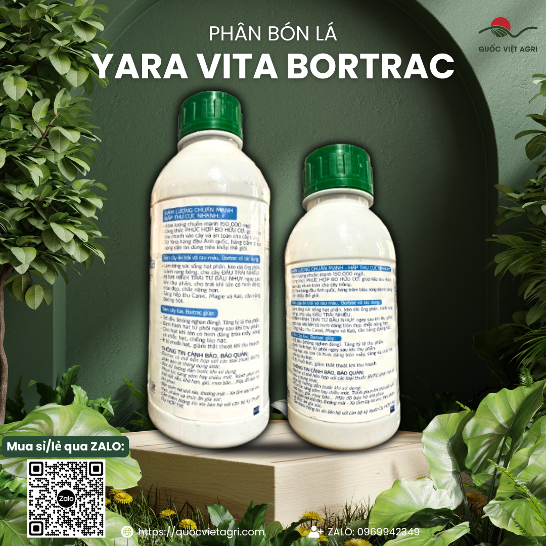 Phân bón lá BORTRAC Hợp Trí (chai 500ml - 1L) - Yara Vita Bortrac Ra hoa nhiều, bông to, dài